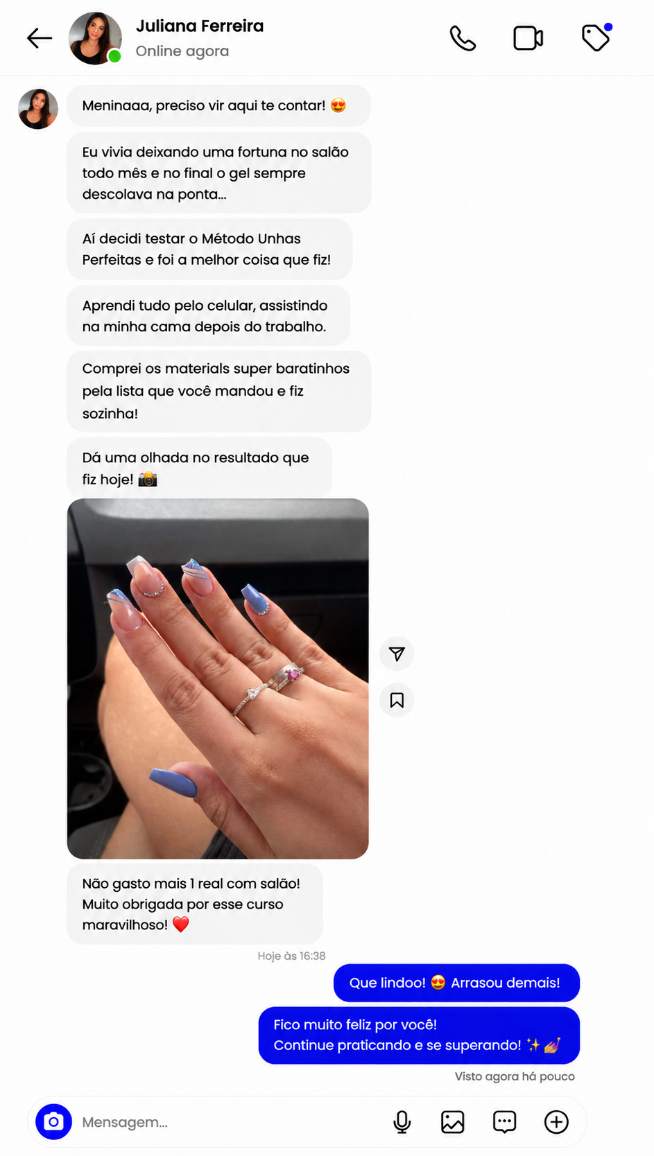 Depoimento de aluna do Método Unhas Perfeitas